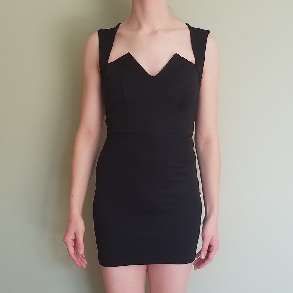 Little Black Dress with Cut Out Neckline XS